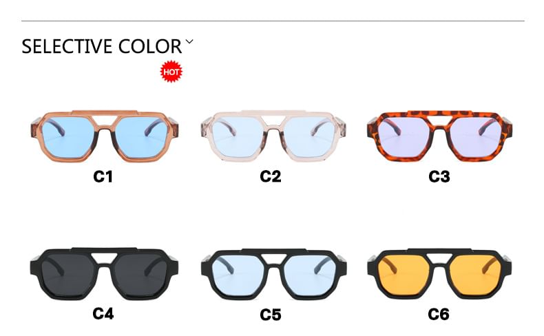 Geometric Double Bridge Plastic Sunglasses