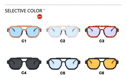 Geometric Double Bridge Plastic Sunglasses