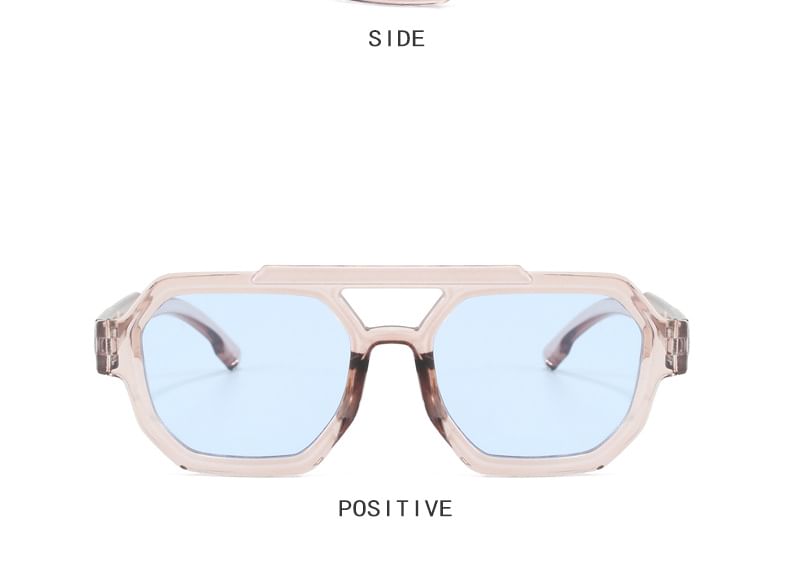 Geometric Double Bridge Plastic Sunglasses