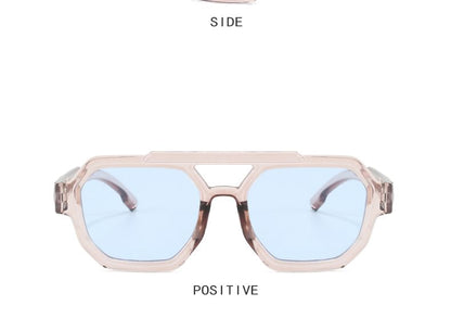 Geometric Double Bridge Plastic Sunglasses