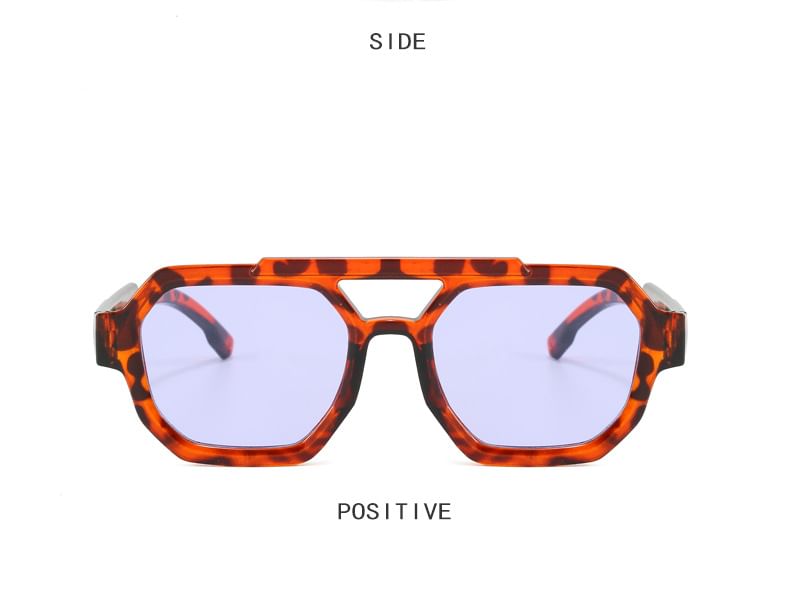 Geometric Double Bridge Plastic Sunglasses