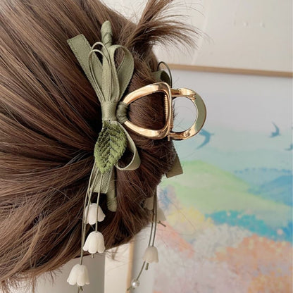 Floral Ribbon Hair Claw Clip
