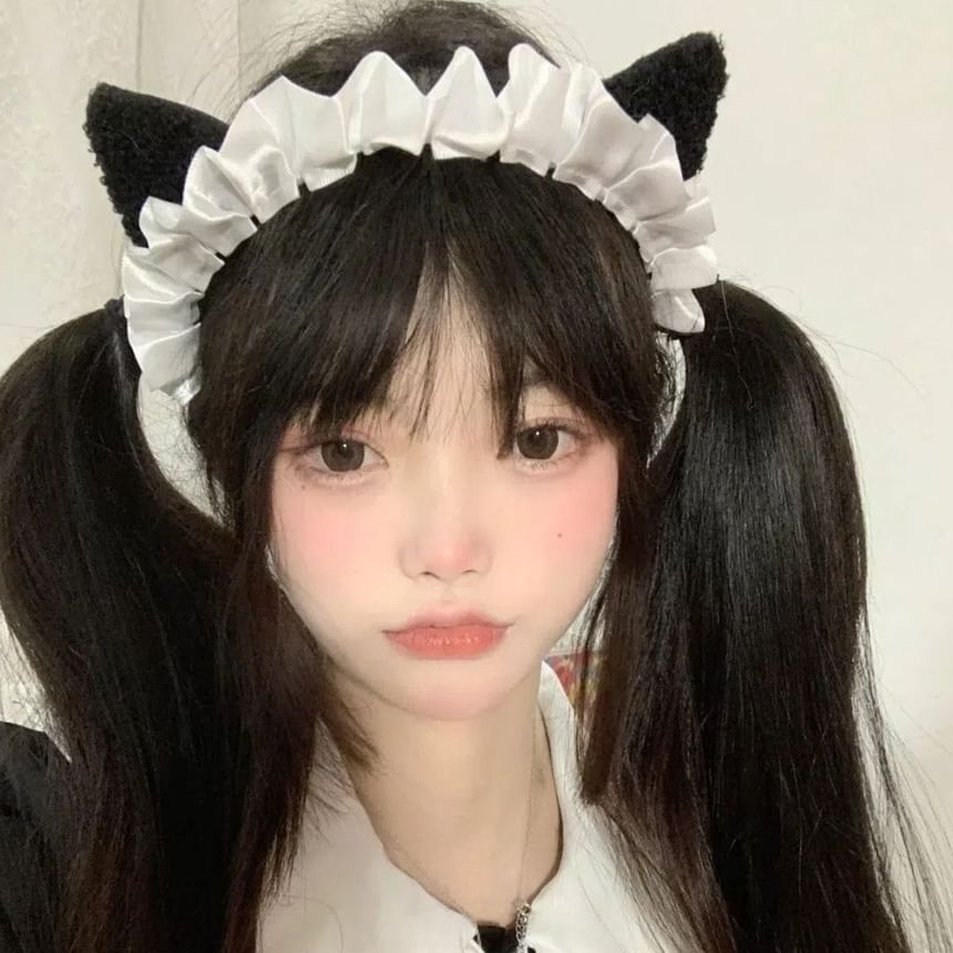 Cat Ear Ruffle Fabric Headband