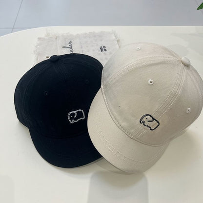 Elephant Embroidered Short Brim Cap