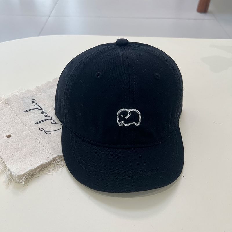 Elephant Embroidered Short Brim Cap