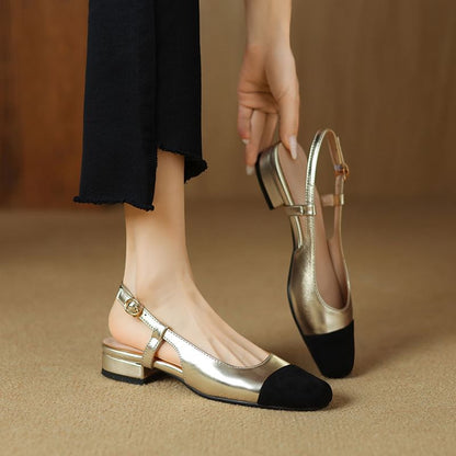 Square Cap Toe Slingback Sandals