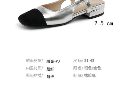Square Cap Toe Slingback Sandals