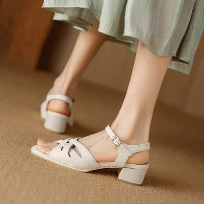 Woven Block Heel Sandals