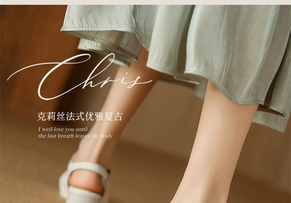 Woven Block Heel Sandals