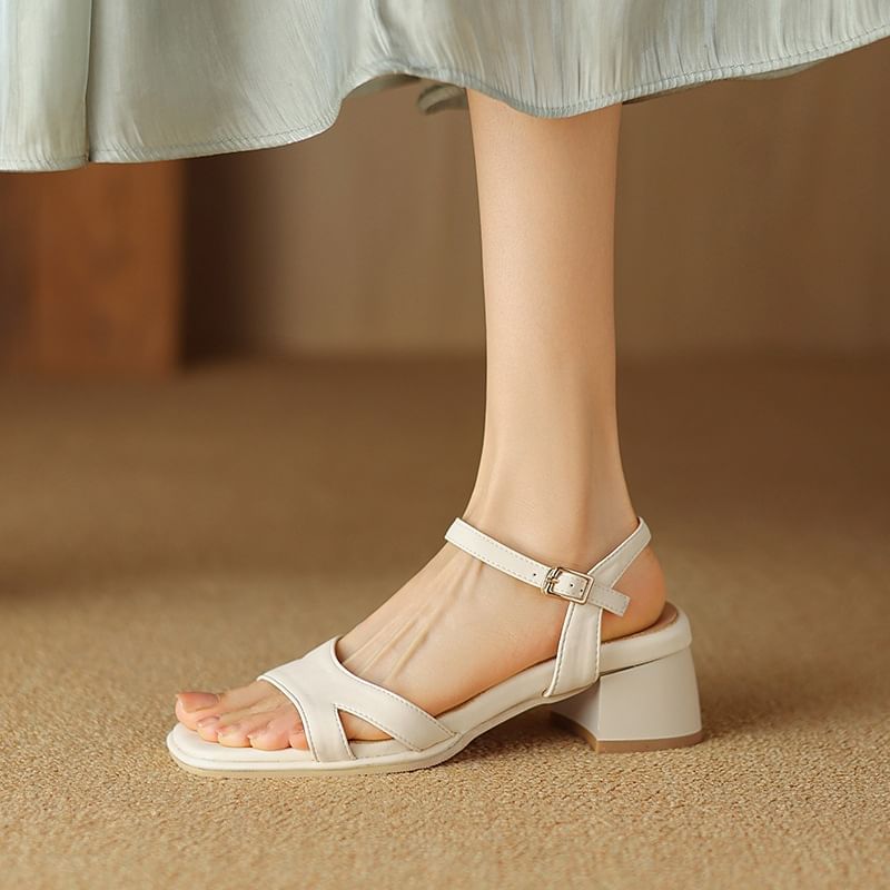 Cutout Block Heel Sandals