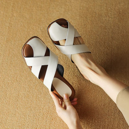 Woven Faux Leather Mules