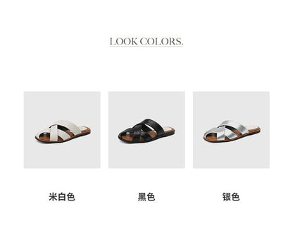Woven Faux Leather Mules