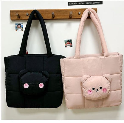 Applique Quilted Nylon Tote Bear Bag
