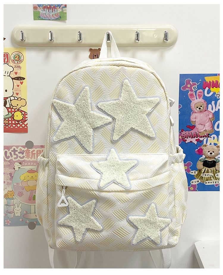 Star Applique Zipper Nylon Backpack