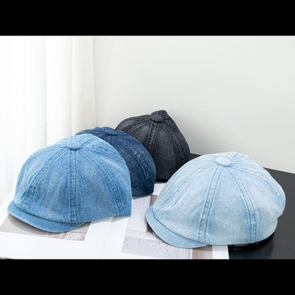 Denim Short Brim Newsboy Cap