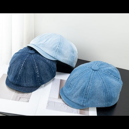 Denim Short Brim Newsboy Cap