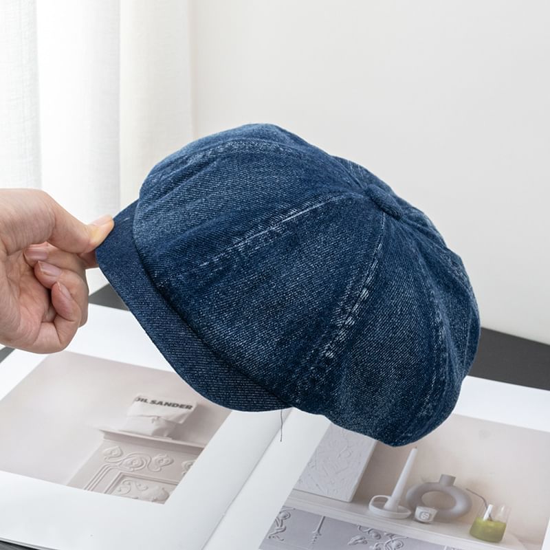 Denim Short Brim Newsboy Cap