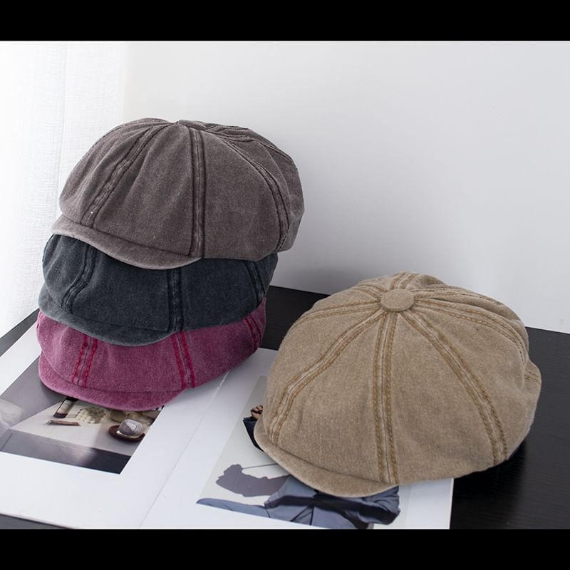 Vintage Washed Cotton Newsboy Cap