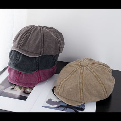 Vintage Washed Cotton Newsboy Cap