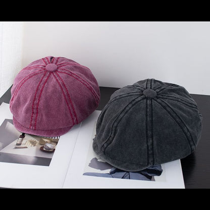 Vintage Washed Cotton Newsboy Cap