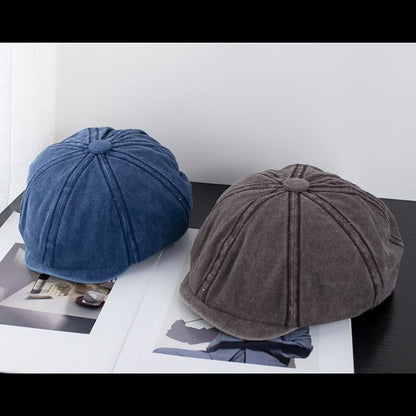 Vintage Washed Cotton Newsboy Cap
