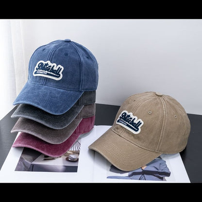 Embroidered Curved Brim Vintage Washed Cotton Baseball Cap