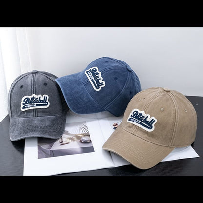 Embroidered Curved Brim Vintage Washed Cotton Baseball Cap