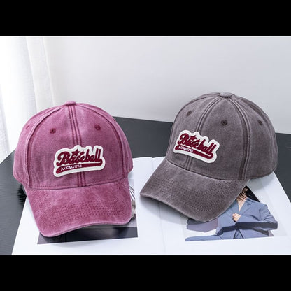 Embroidered Curved Brim Vintage Washed Cotton Baseball Cap