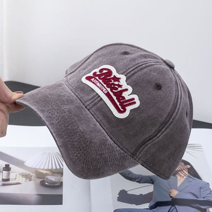 Embroidered Curved Brim Vintage Washed Cotton Baseball Cap