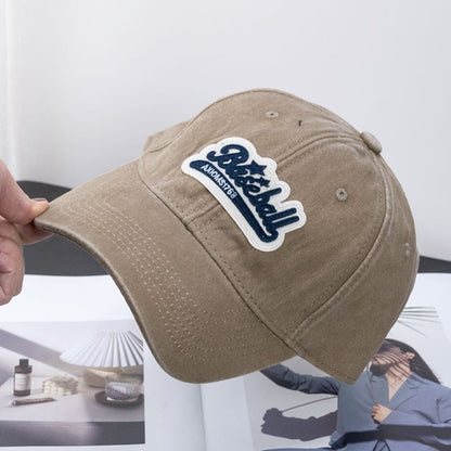Embroidered Curved Brim Vintage Washed Cotton Baseball Cap
