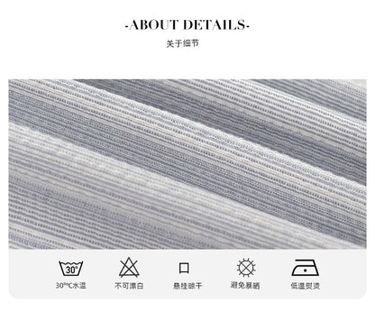 Striped Midi Shirt Dress with Lace Panel A-Line Skirt & Elastic Waist