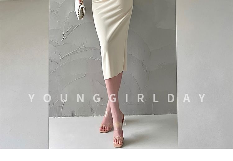 One-Shoulder Tie-Up Top with Cutout Midi Pencil Skirt