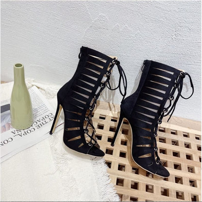 Lace-Up Stiletto Heel Gladiator Sandals