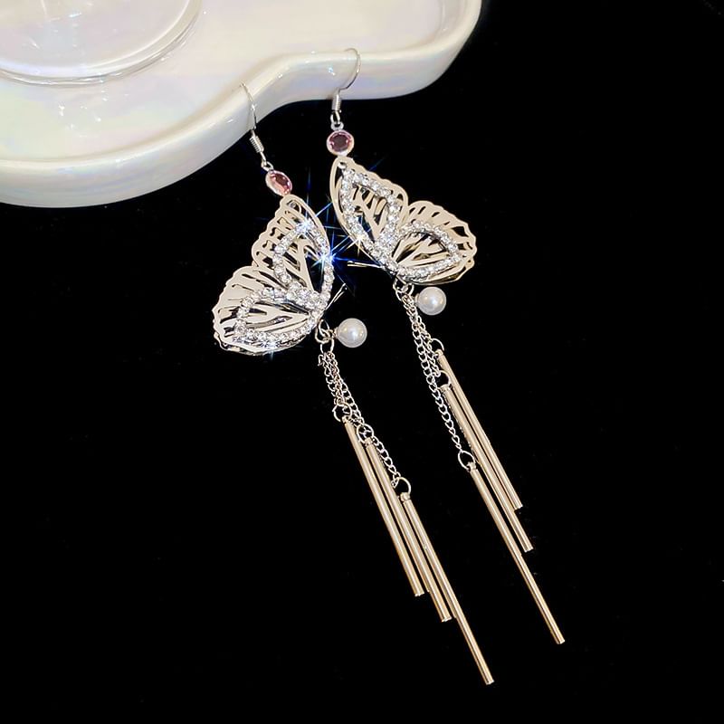 Butterfly Necklace / Fringed Earring