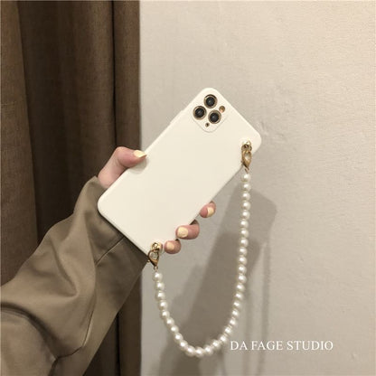 Faux Pearl Strap Phone Case