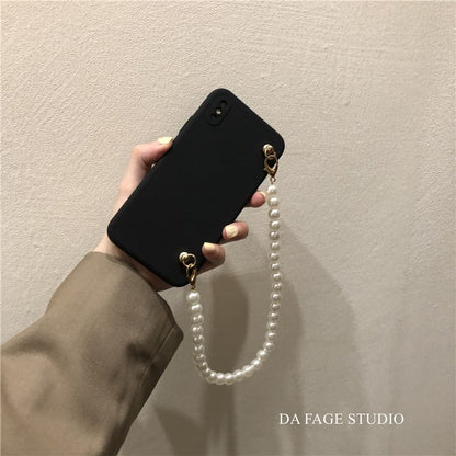 Faux Pearl Strap Phone Case