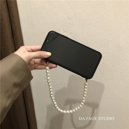 Faux Pearl Strap Phone Case
