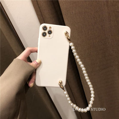 Faux Pearl Strap Phone Case