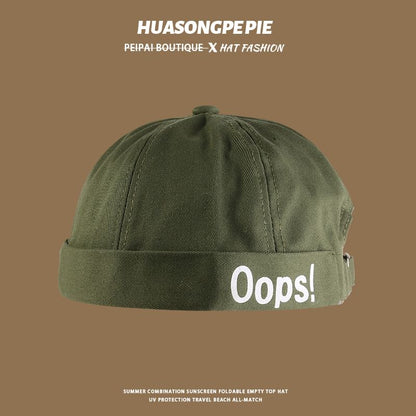 Letter Embroidered Brimless Cap