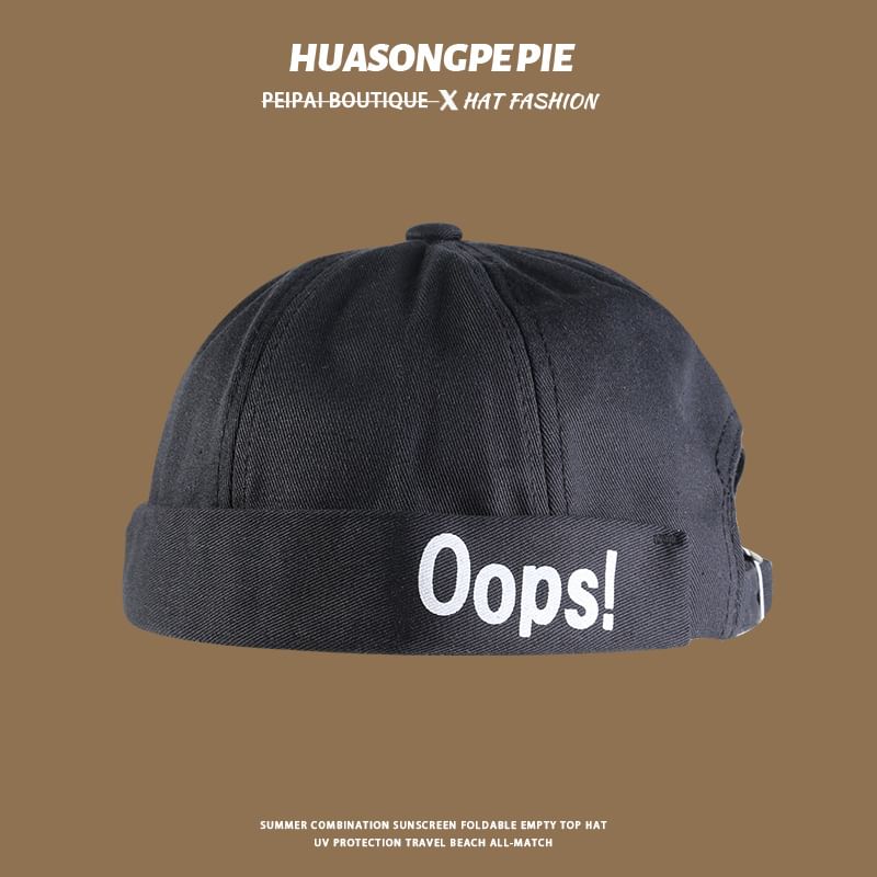 Letter Embroidered Brimless Cap