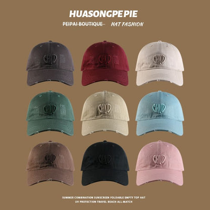 Distressed Baseball Cap Embroidered Letter