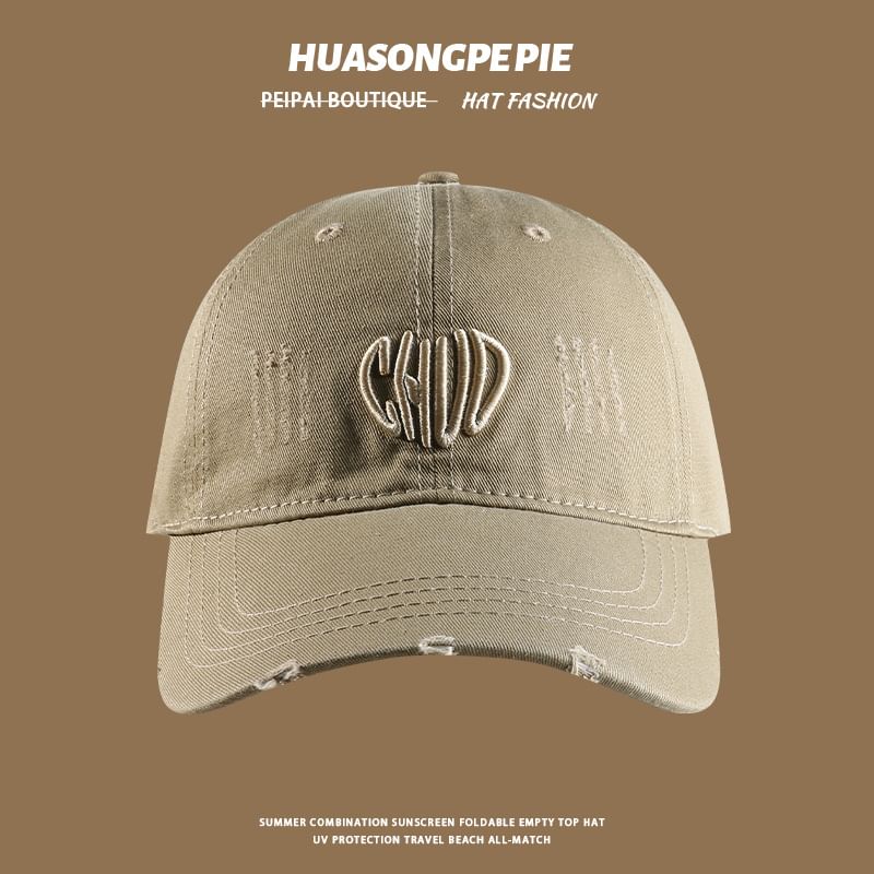 Distressed Baseball Cap Embroidered Letter