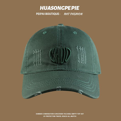Distressed Baseball Cap Embroidered Letter