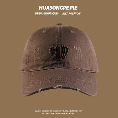 Distressed Baseball Cap Embroidered Letter