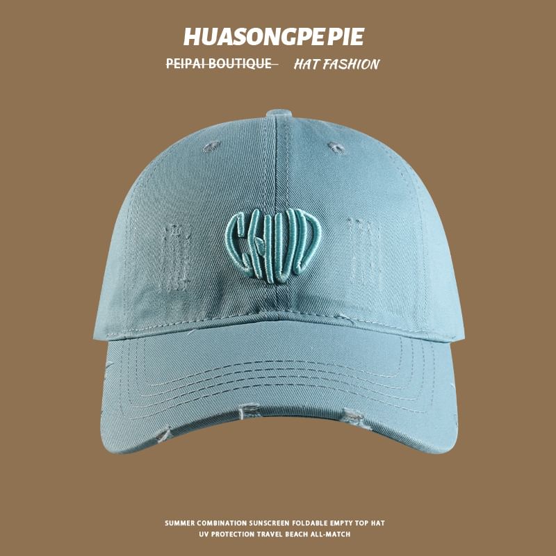 Distressed Baseball Cap Embroidered Letter