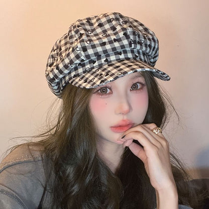 Heart Newsboy Cap Print