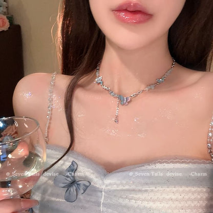 Butterfly Faux Pearl Layered Alloy Choker (Various Designs)