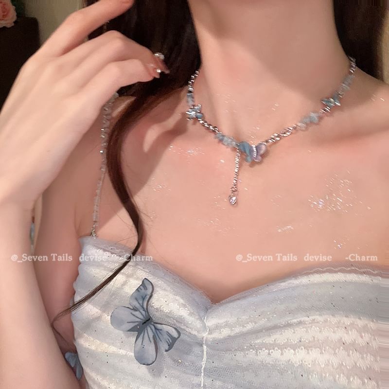 Butterfly Faux Pearl Layered Alloy Choker (Various Designs)