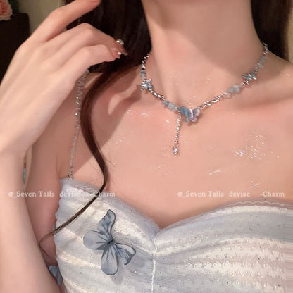 Butterfly Faux Pearl Layered Alloy Choker (Various Designs)