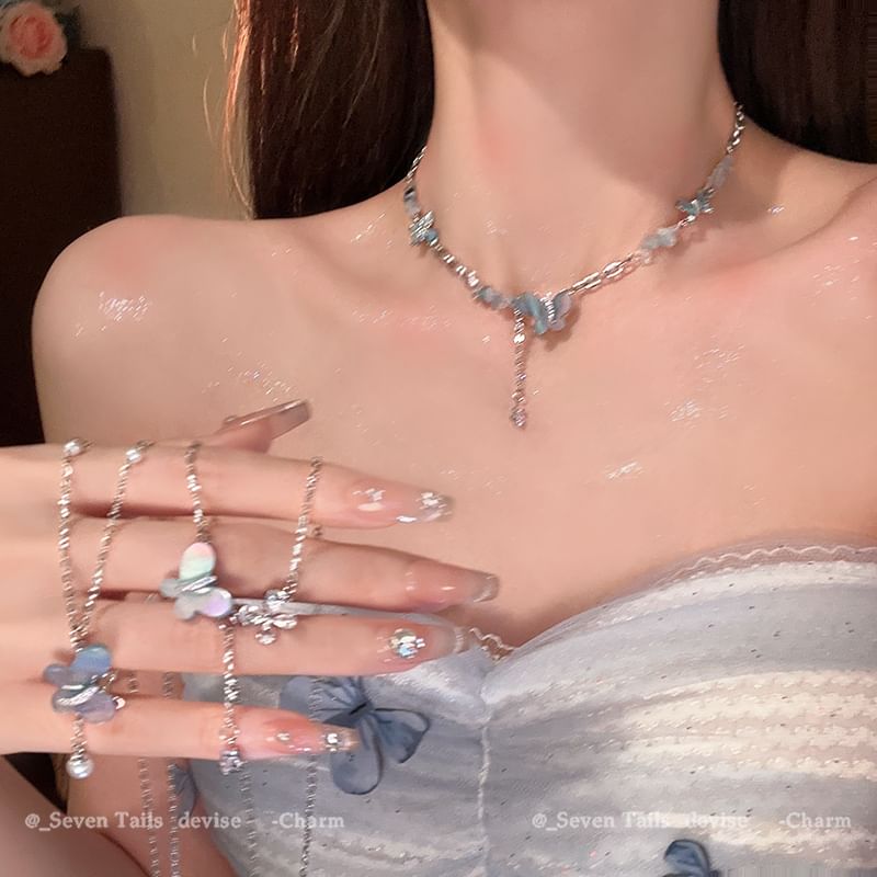 Butterfly Faux Pearl Layered Alloy Choker (Various Designs)